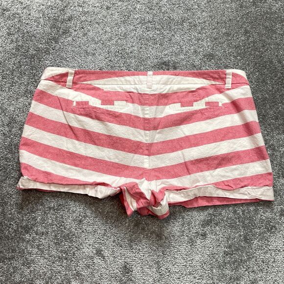 Merona Chino Shorts Womens 18 Pink Striped Bermuda Cotton Pockets 3" Inseam - Picture 2 of 8